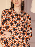 Retro Geometric Print Shirt & Trouser Co-ord Set