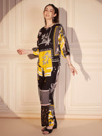 Black & Yellow Abstract Floral Printed Co-ord Set