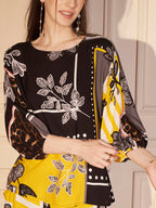 Black & Yellow Abstract Floral Printed Co-ord Set