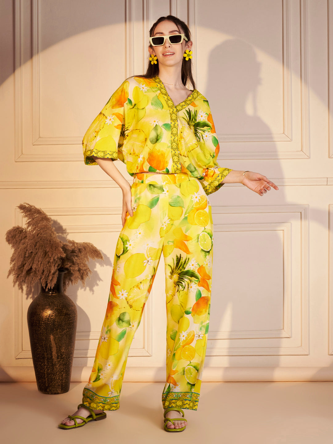 Citrus Bloom Satin Co-ord Set