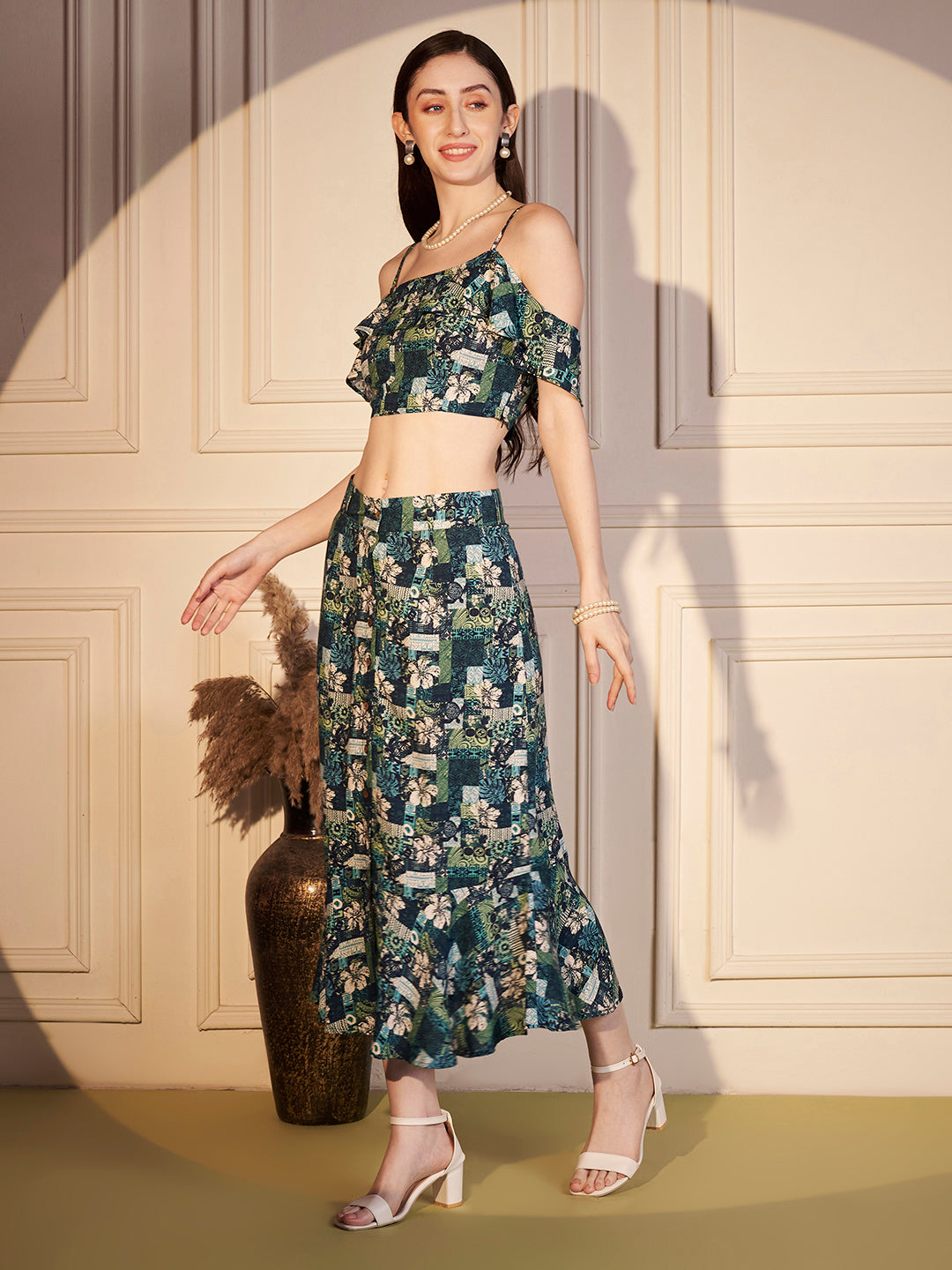 🌿 Emerald Bloom Printed Co-ord Set