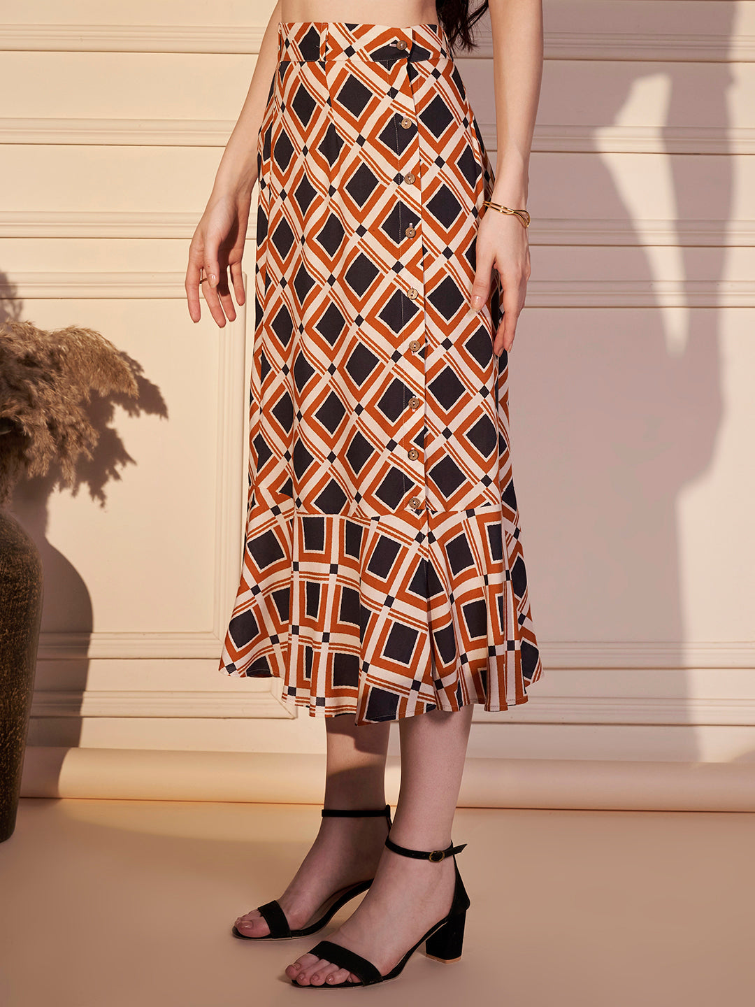 Retro Geo Print Off-Shoulder Co-ord Set