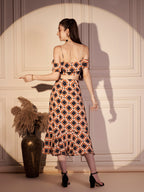Retro Geo Print Off-Shoulder Co-ord Set