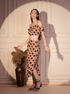 Retro Geo Print Off-Shoulder Co-ord Set