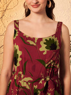 Maroon Floral Printed Jumpsuit