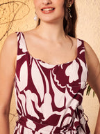 Wine Abstract Printed Jumpsuit