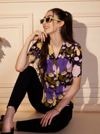 💜 Vivid Garden Printed Viscose Shirt