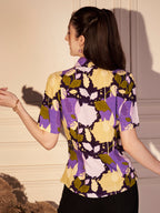 💜 Vivid Garden Printed Viscose Shirt