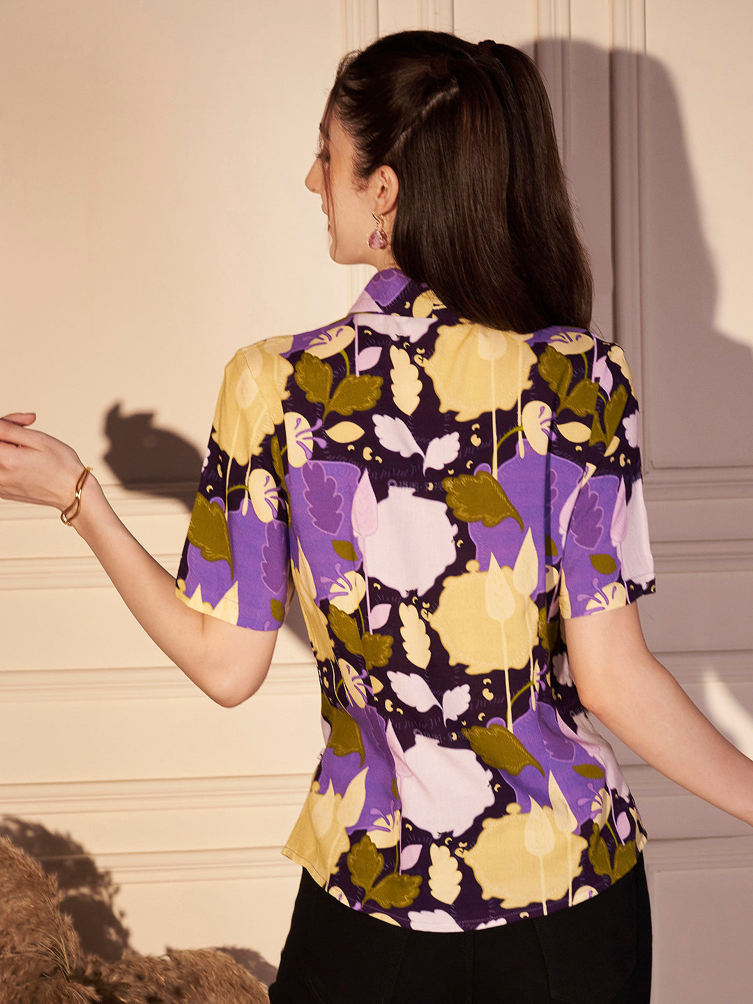 💜 Vivid Garden Printed Viscose Shirt