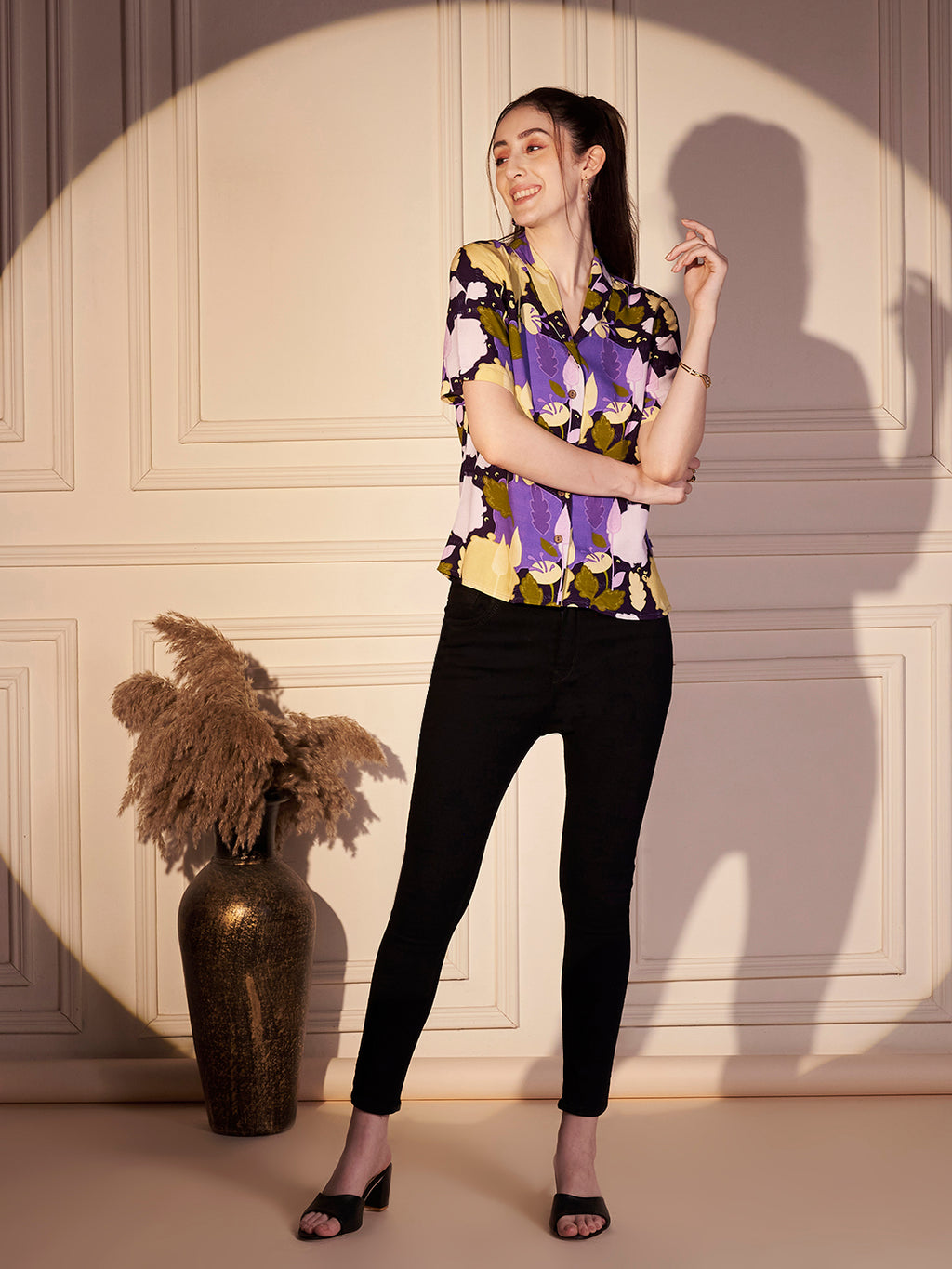 💜 Vivid Garden Printed Viscose Shirt