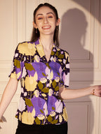 💜 Vivid Garden Printed Viscose Shirt