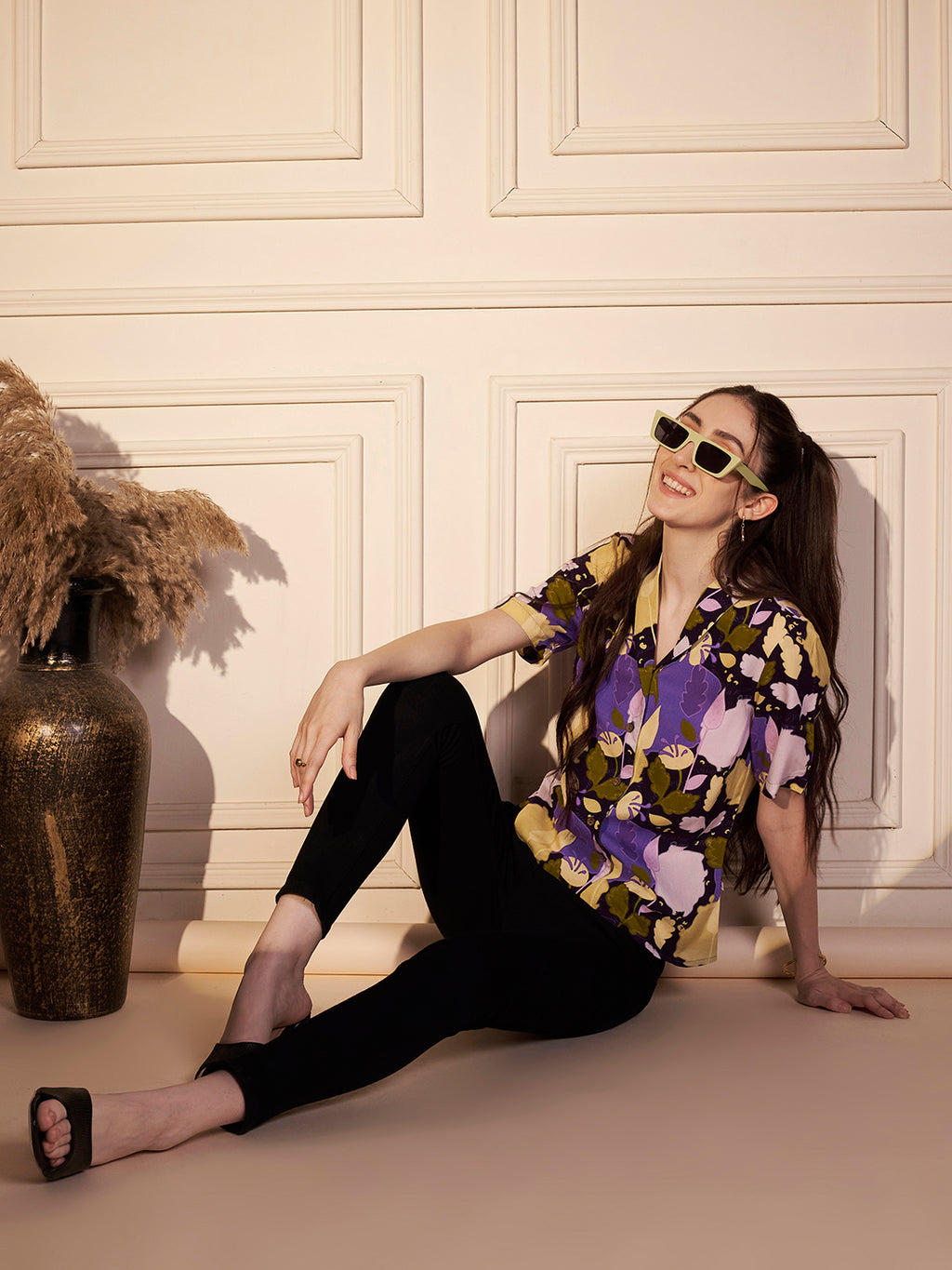 💜 Vivid Garden Printed Viscose Shirt