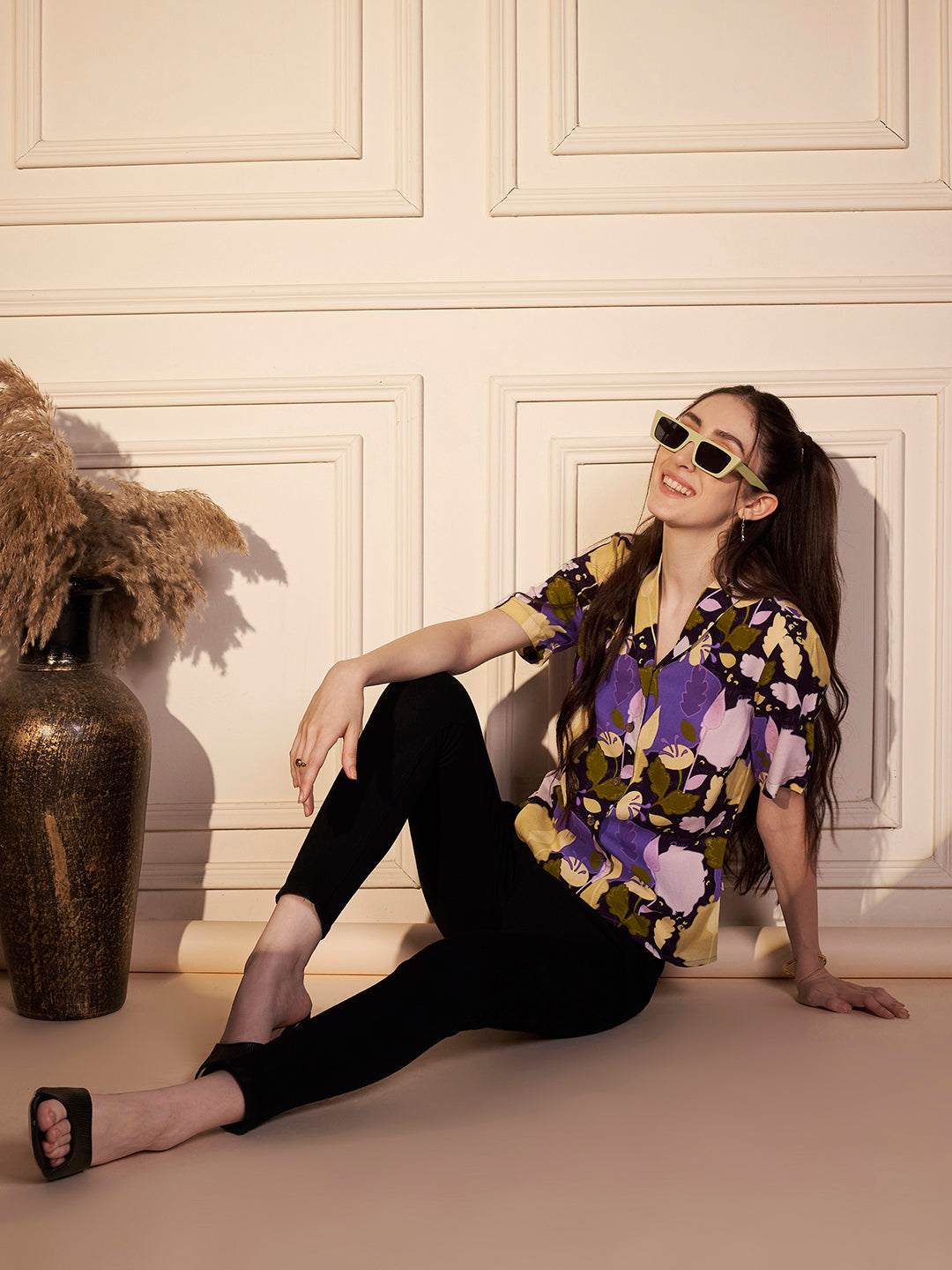 💜 Vivid Garden Printed Viscose Shirt