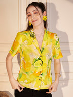 🍋 Citrus Bloom Printed Viscose Shirt