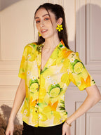 🍋 Citrus Bloom Printed Viscose Shirt