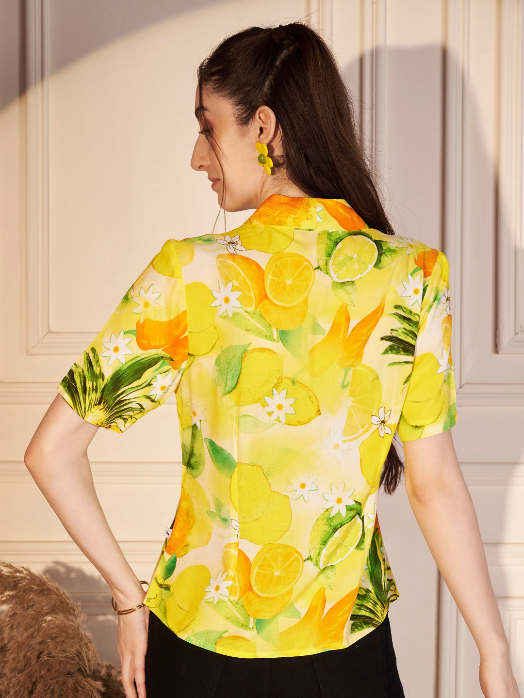 🍋 Citrus Bloom Printed Viscose Shirt