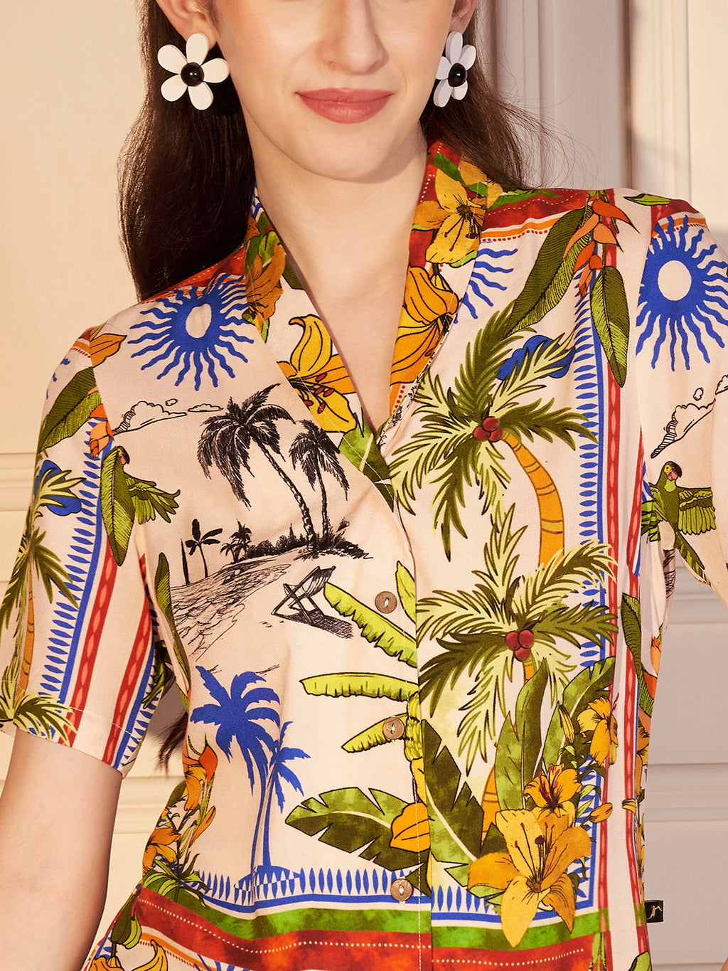 🌴 Tropical Vista Printed Viscose Shirt