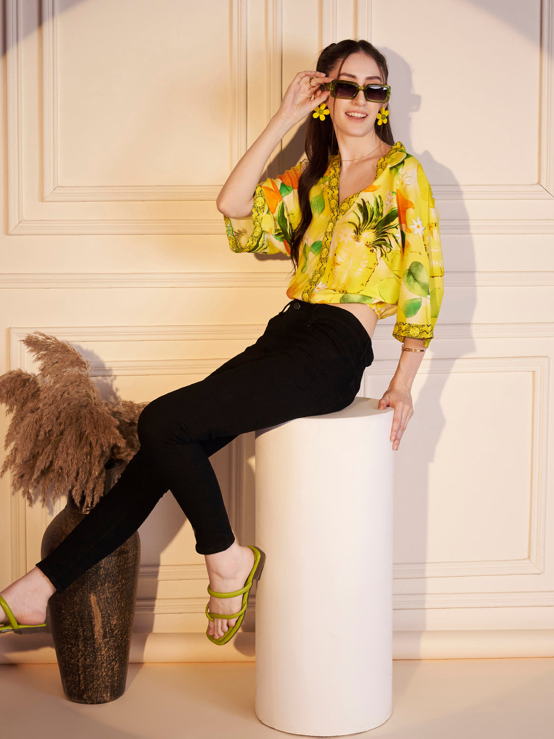 🍍 Tropical Sunshine Printed Viscose Top