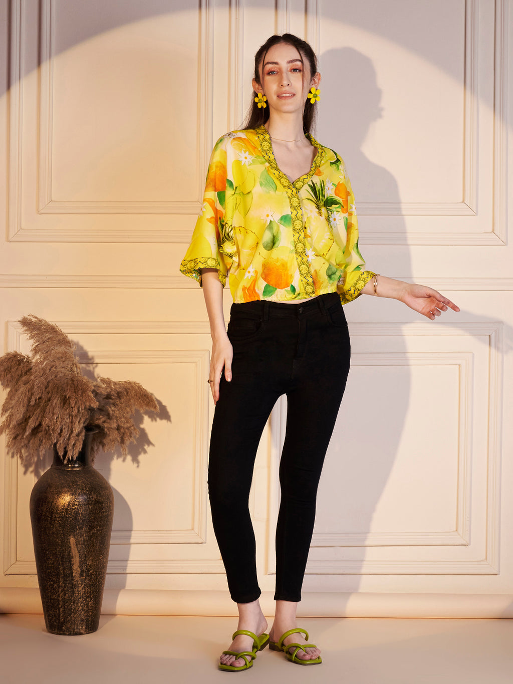 🍍 Tropical Sunshine Printed Viscose Top