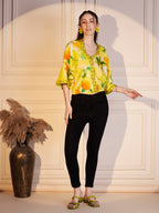 🍍 Tropical Sunshine Printed Viscose Top