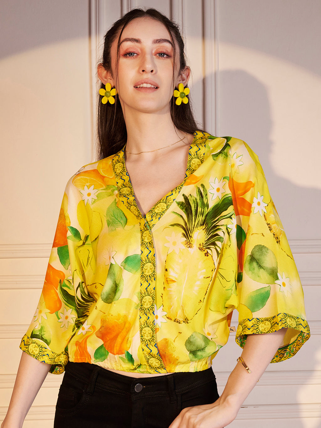 🍍 Tropical Sunshine Printed Viscose Top