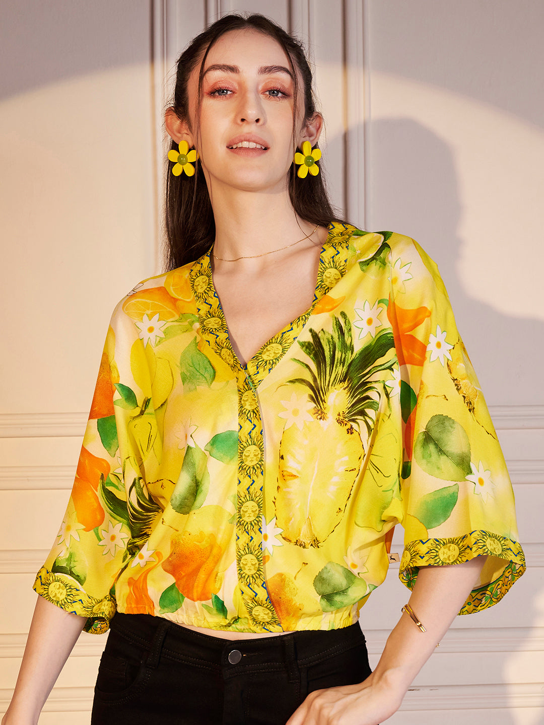 🍍 Tropical Sunshine Printed Viscose Top