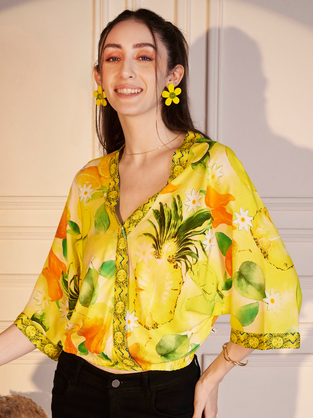 🍍 Tropical Sunshine Printed Viscose Top