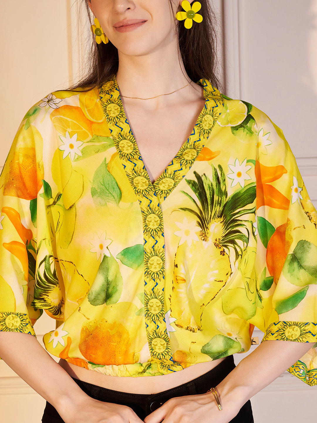 🍍 Tropical Sunshine Printed Viscose Top