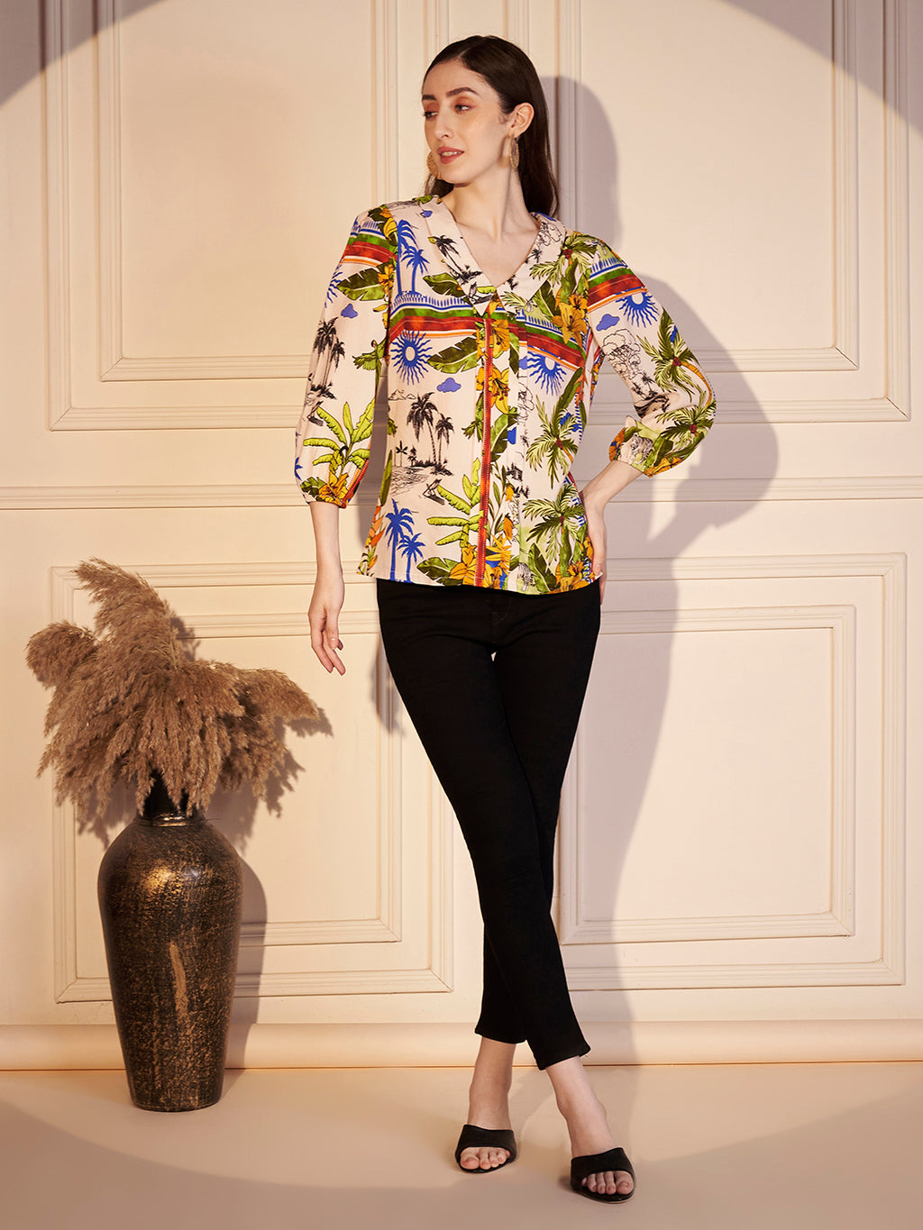 🌴 Tropical Escape Printed Viscose Top