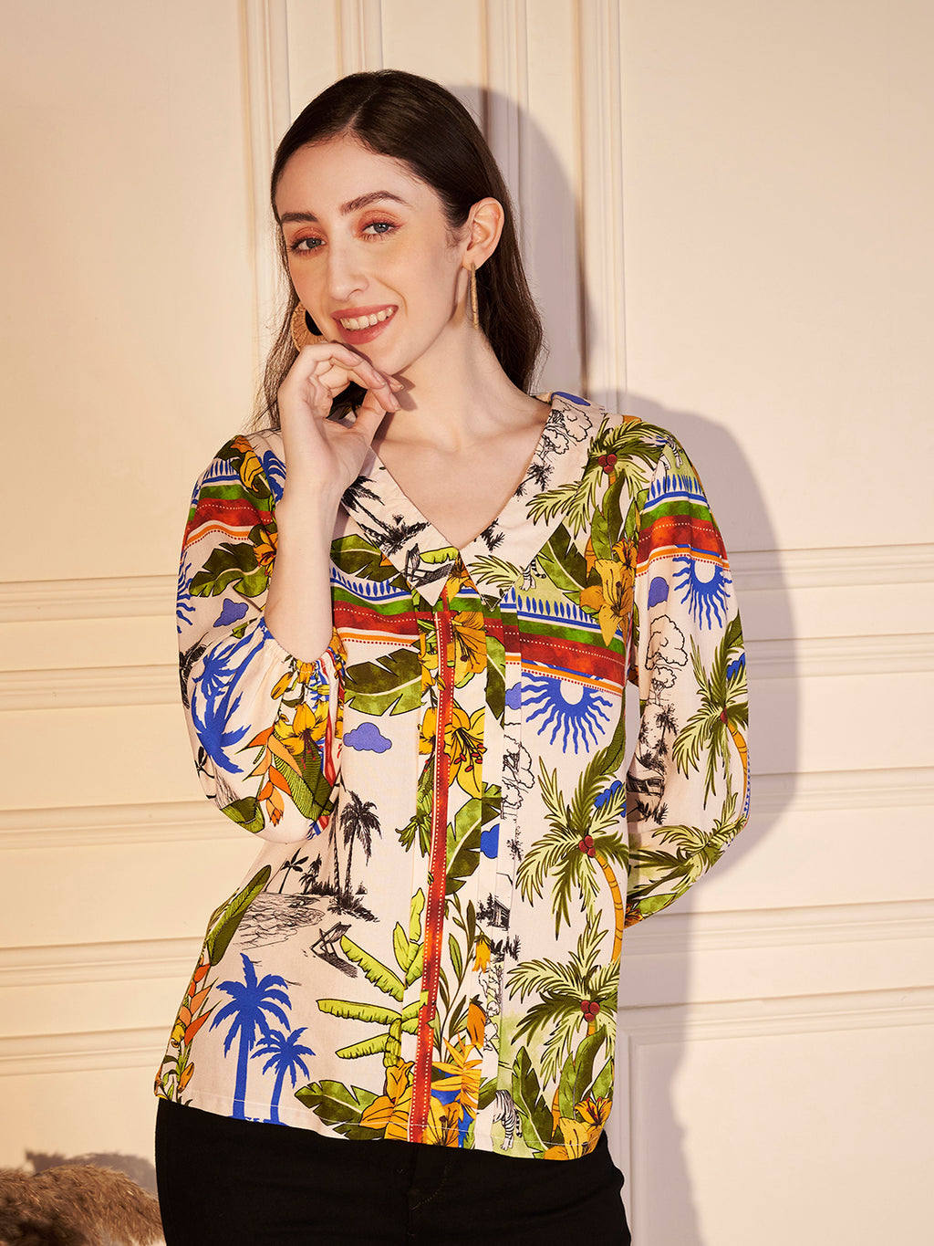 🌴 Tropical Escape Printed Viscose Top