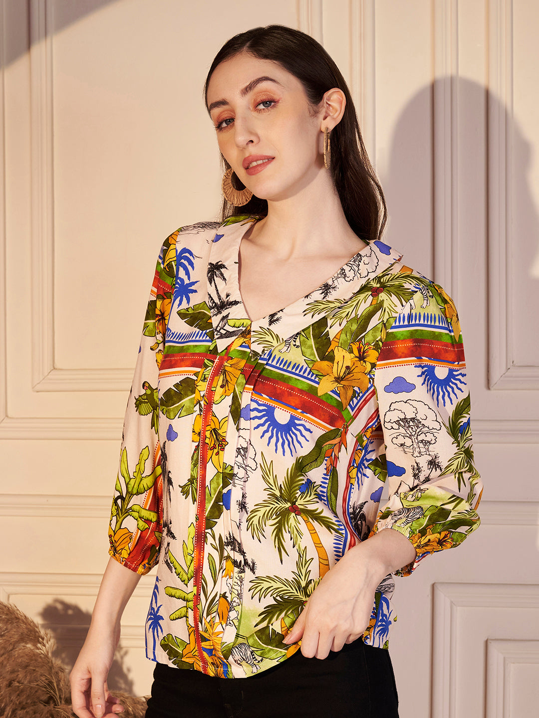 🌴 Tropical Escape Printed Viscose Top