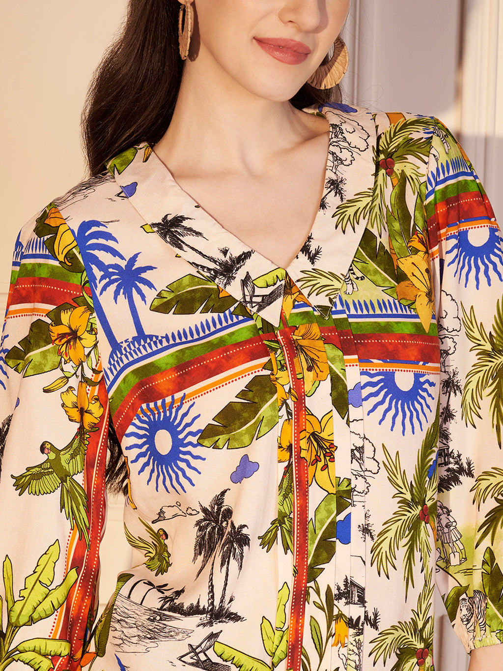 🌴 Tropical Escape Printed Viscose Top