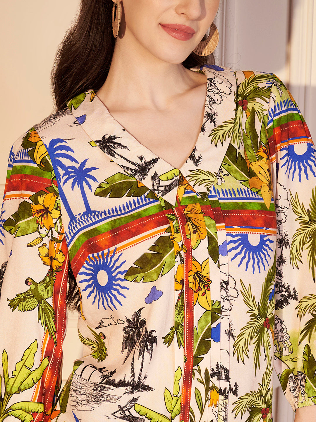 🌴 Tropical Escape Printed Viscose Top