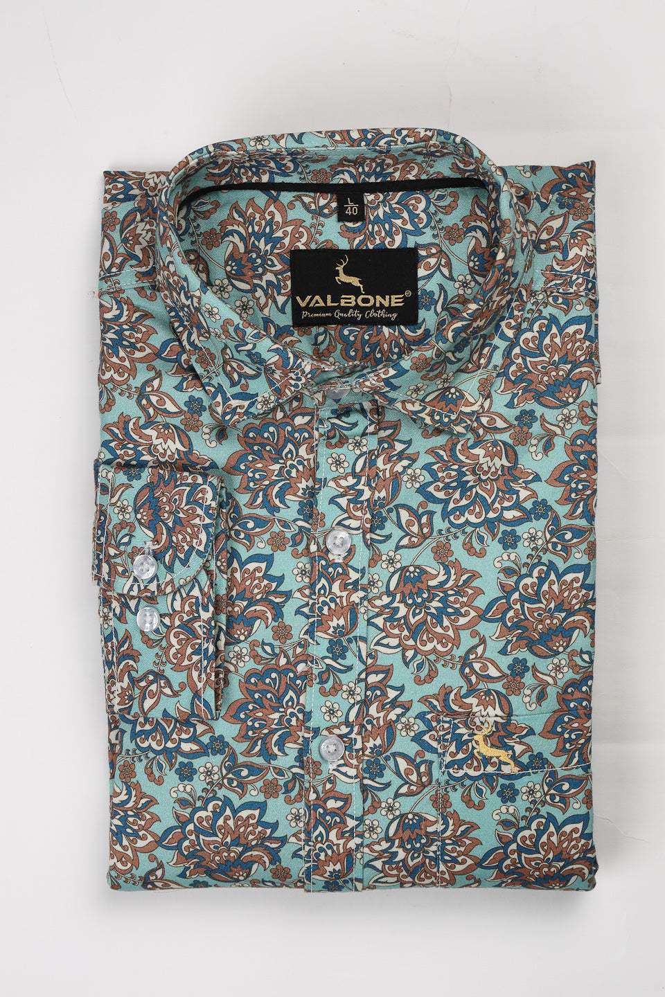 Valbone Men Floral Printed Giza Cotton Casual Shirt