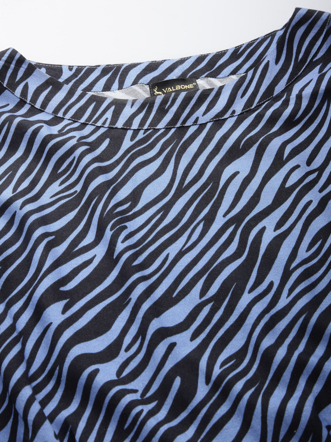 Blue & Black Printed  One Piece Dress