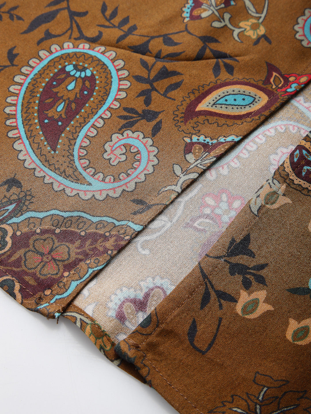 Brown Viscose Floral Print Dress