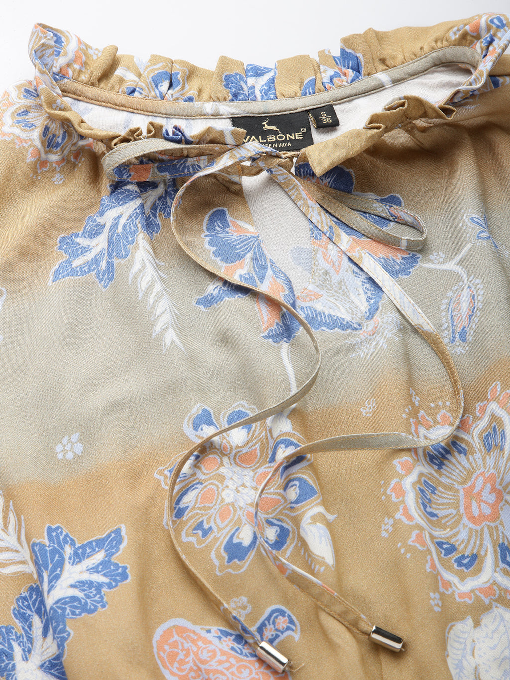 Brown Viscose Printed Dress