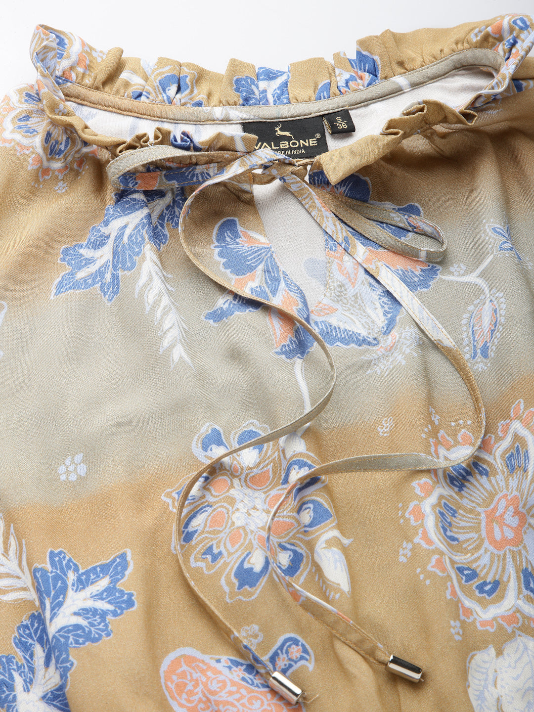 Brown Viscose Printed Dress