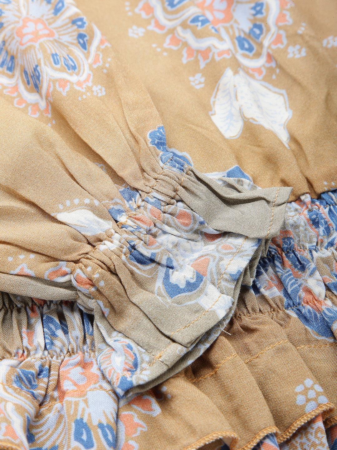 Brown Viscose Printed Dress