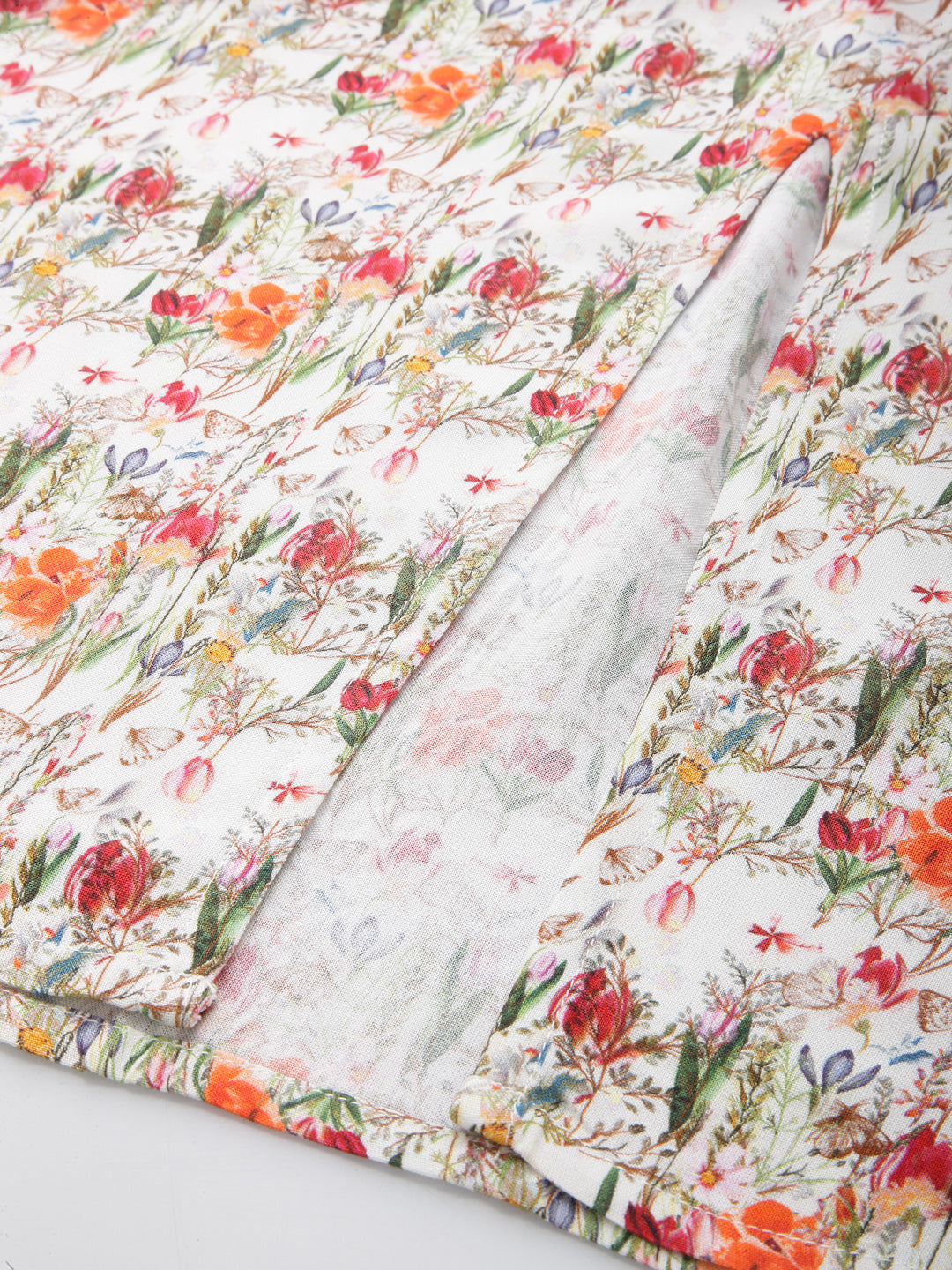 Orange Floral Print Dress