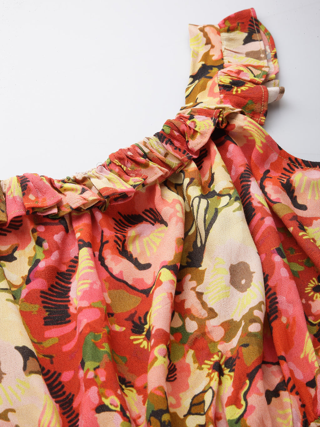 Red Viscose Floral Print Dress