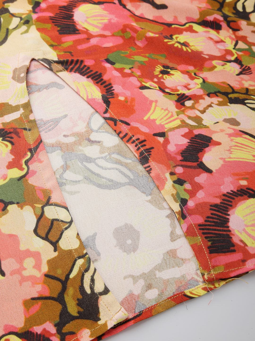 Red Viscose Floral Print Dress