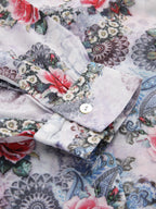 Valbone Women’s Off-White Georgette Floral Printed Shirt Full Sleeves