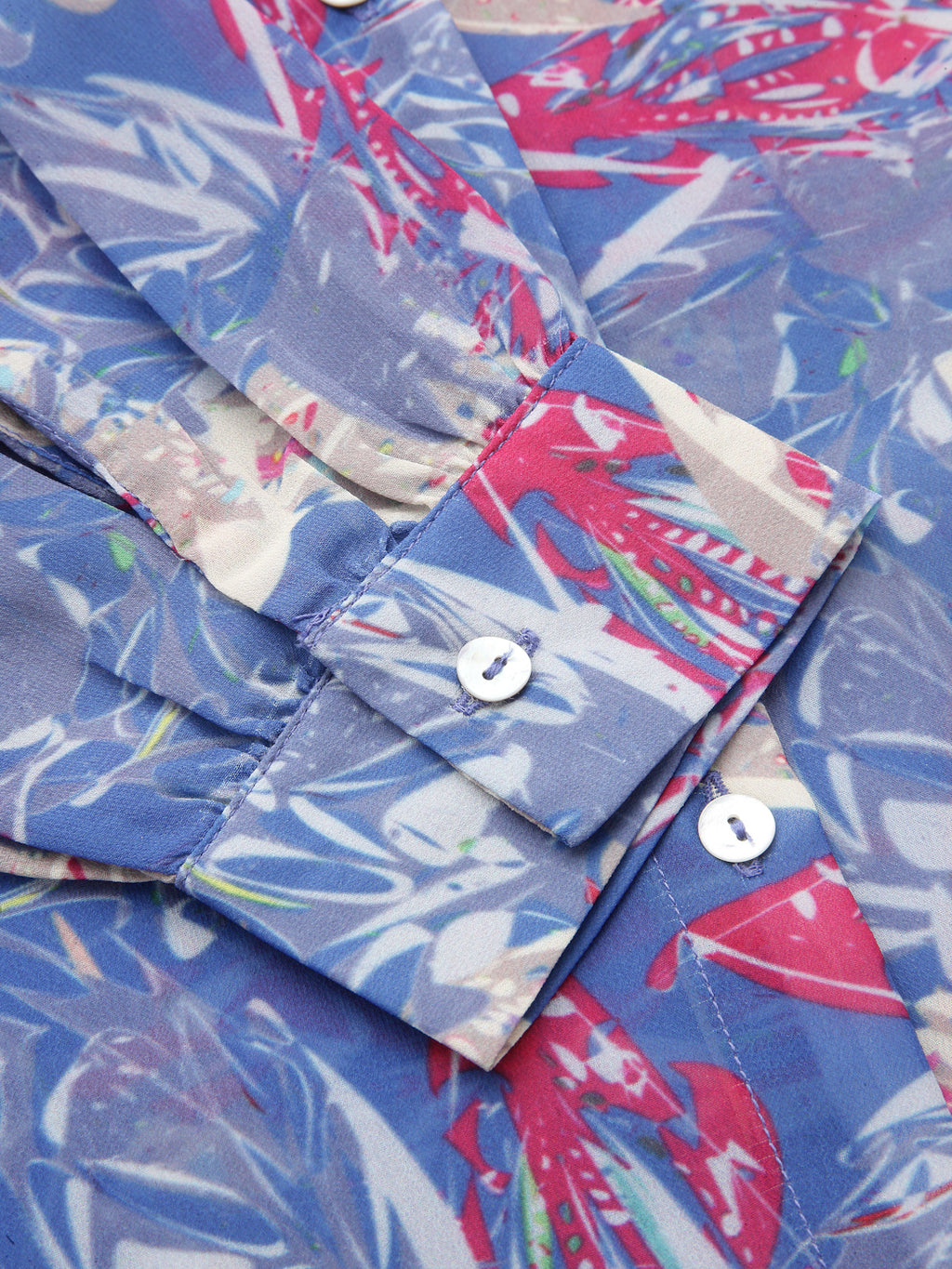 Valbone Women’s Blue Georgette Printed Shirt