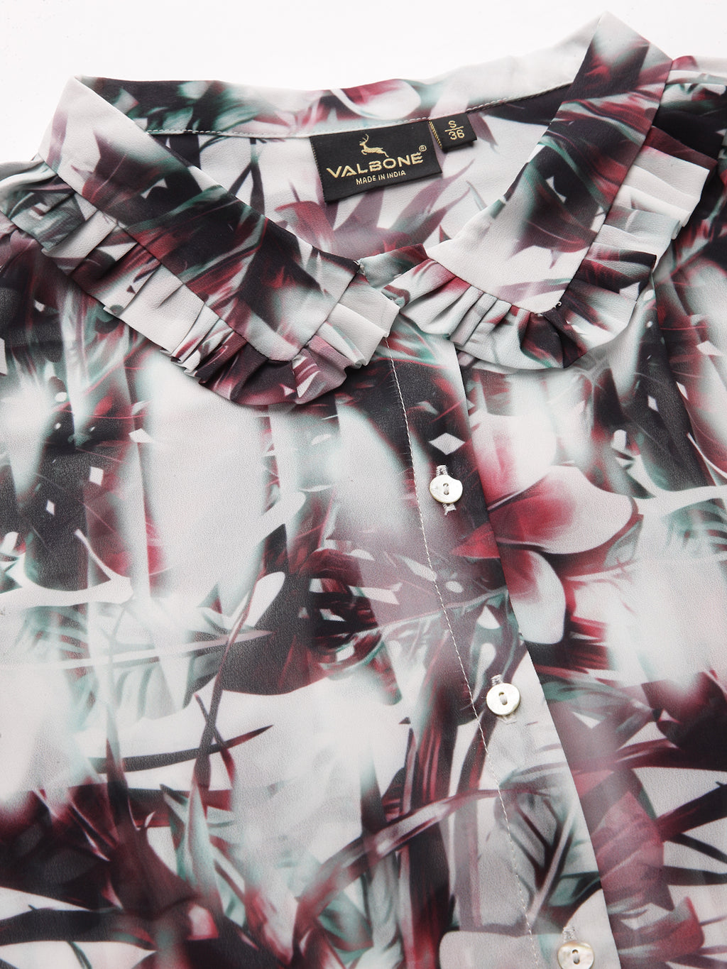 Valbone Women’s Maroon Georgette Floral Printed Shirt Full Sleeves