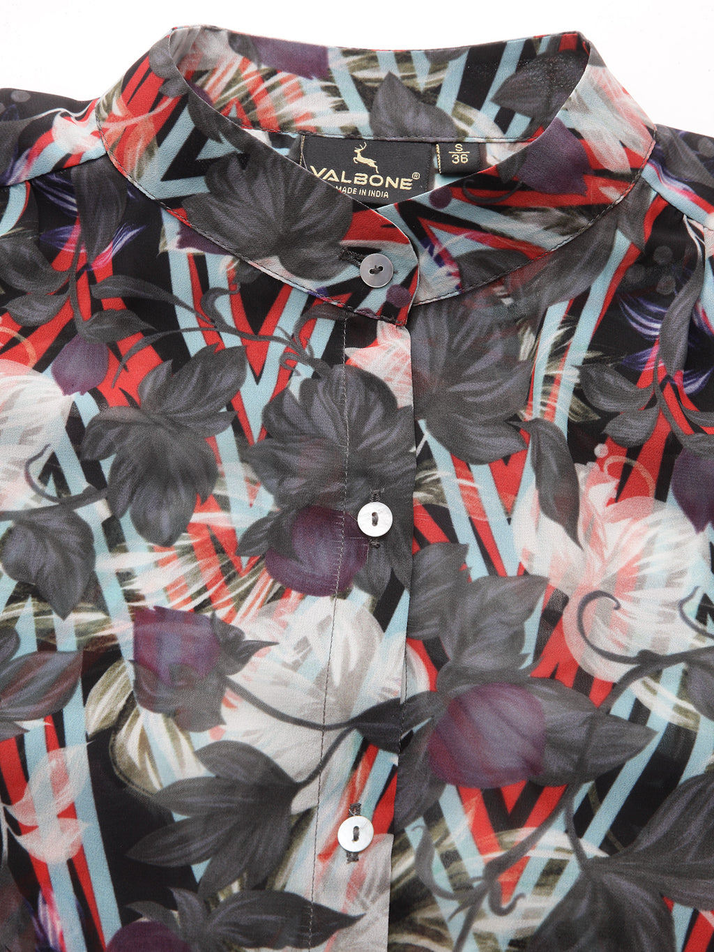 Valbone Women’s Grey Georgette Printed Shirt