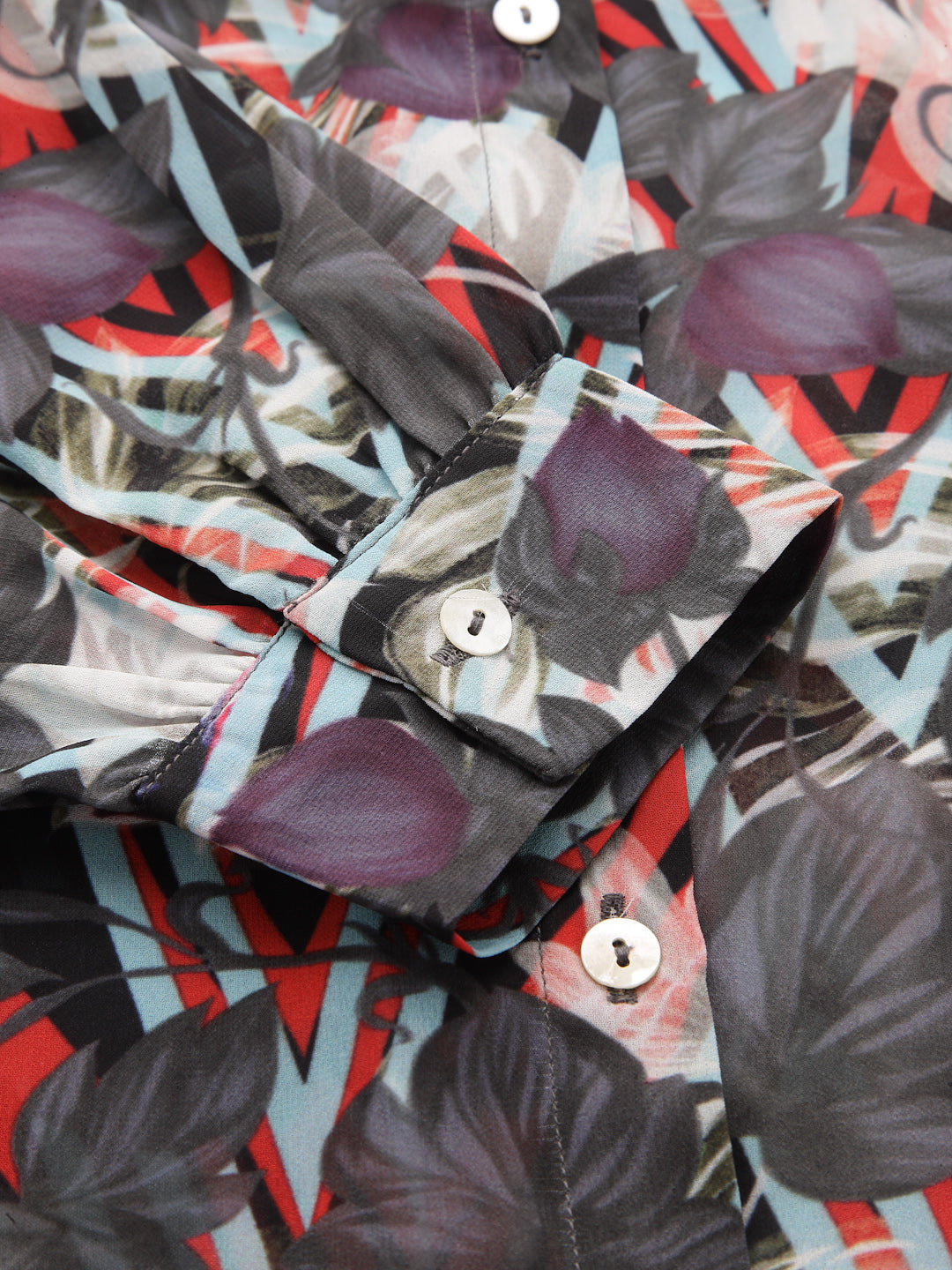 Valbone Women’s Grey Georgette Printed Shirt