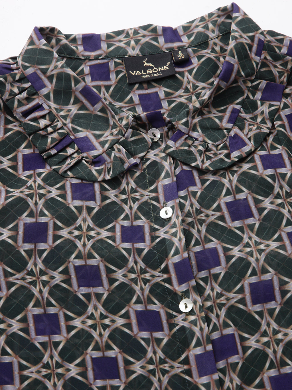 Valbone Women’s Blue Georgette Printed Shirt