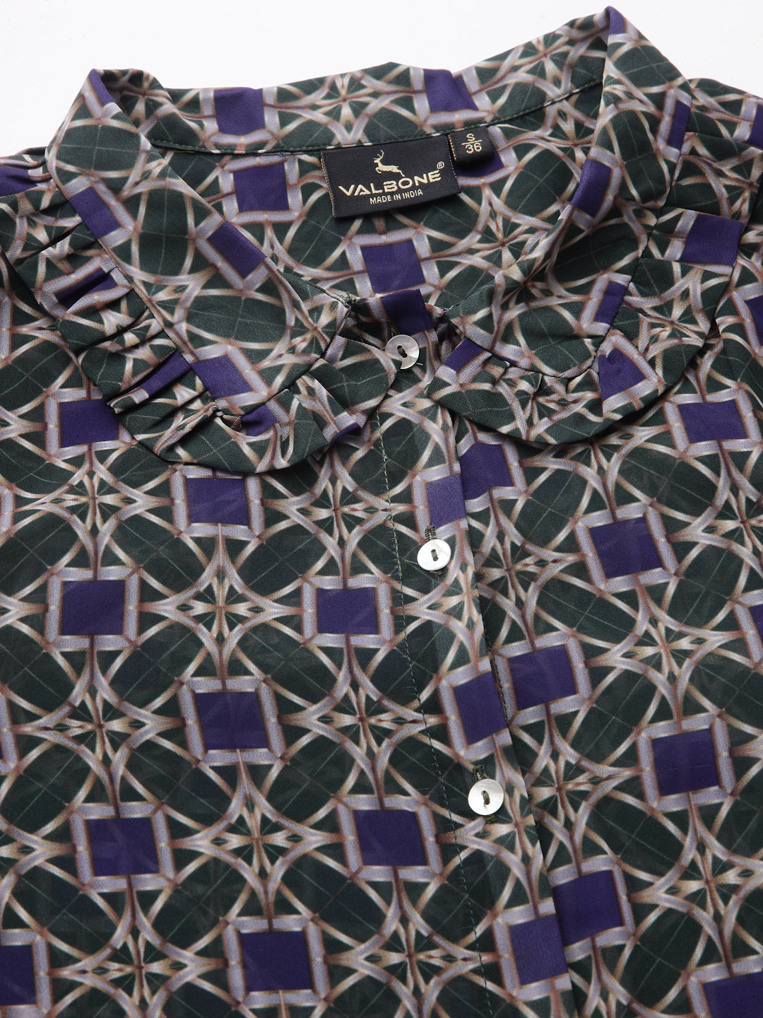 Valbone Women’s Blue Georgette Printed Shirt