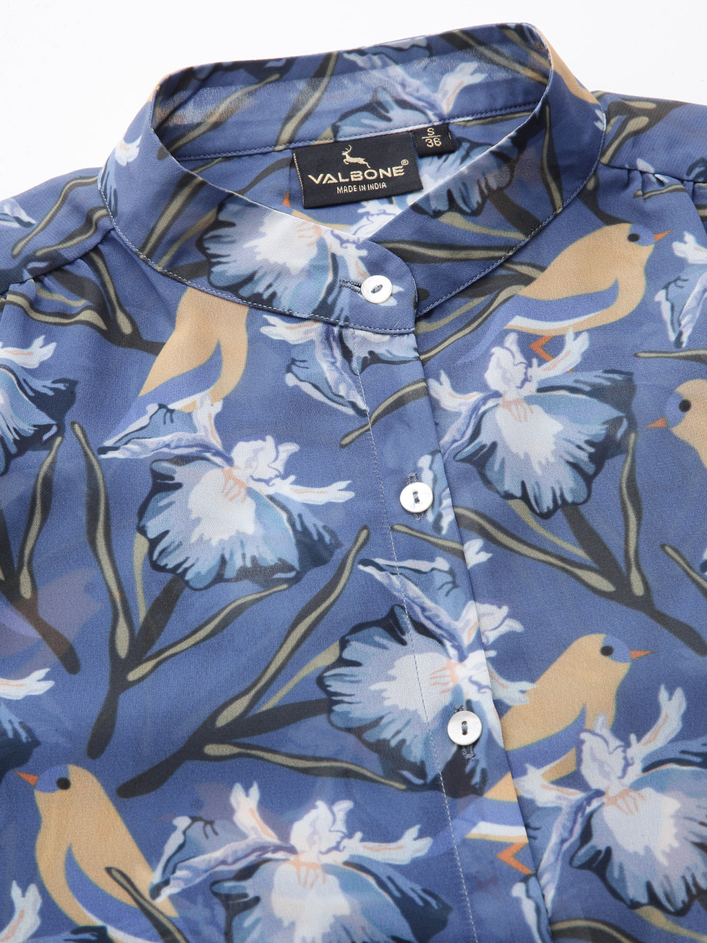 Valbone Women’s Blue Georgette Printed Shirt